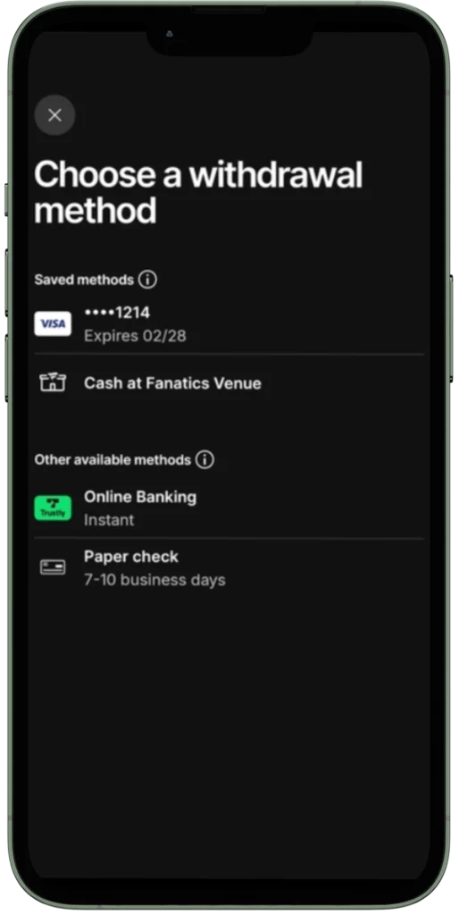 Fanatics Withdrawal Fanatics casino withdrawal page January 2025