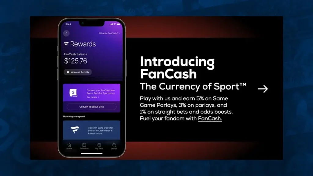 FanCash rewards program page at Fanatics casino in January 2025